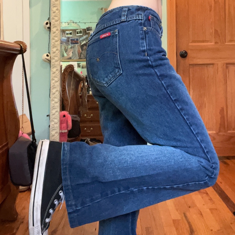 zana di flower embroidered flare jeans